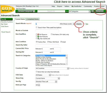 Advanced Search Screenshot
